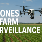 drone flying over farmland