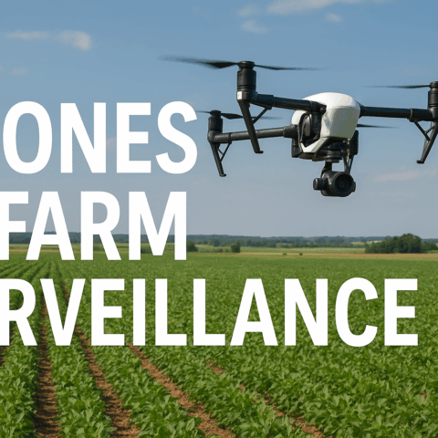 drone flying over farmland